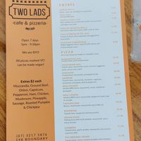 Dinner food menu (18/12/2020) at Two Lads in Bardon
