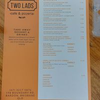 Takeaway, desserts and drinks menu (18/12/2020) at Two Lads in Bardon