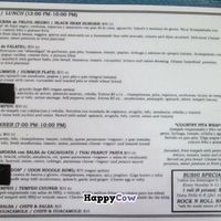 Menu at Nov 2013. at Osa Mariposa in Puerto Escondido