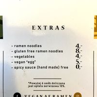 Extras to mains, July 2021 at Vegan AF Ramen in Krakow