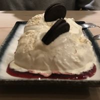 Oreo ice cream with raspberry sauce at Vegan AF Ramen in Krakow