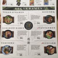 The menu  at Vegan AF Ramen in Krakow