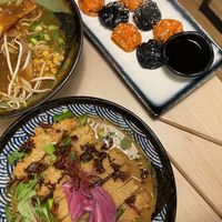 Ramen i pierożki z różnym nadzieniem  at Vegan AF Ramen in Krakow