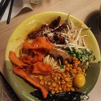 Bbq miso ramen with added vegan yolk at Vegan AF Ramen in Krakow