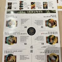 The menu with prices  at Vegan AF Ramen in Krakow