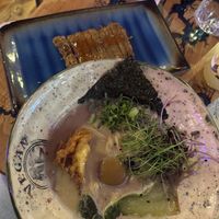 The mushroom Katsu ramen with added “yolk”   at Vegan AF Ramen in Krakow