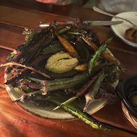 Charbroiled carrots and okraa  at NÜ Restaurant in Tulum