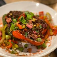 Quinoa Stuffed Peppers (vegan) at Long Road in Grand Haven