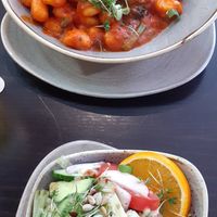 Gnocci in Tomaten-Knoblauchsauce mit Broccoli und grünen Bohnen, Beilagensalat mit Kräuter-Senf Dressing at Haus der Getreuen in Jever