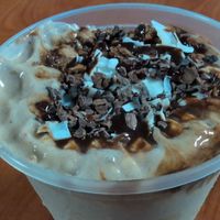 Chunky monkey frozen smoothie bowl at Ohana Food Co in Flagler Beach