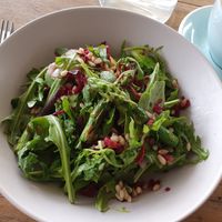 Asparagus & Heirloom Tomato Salad - one of two vegan breakfast options at Plenty in Pennant Hills