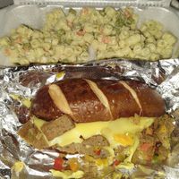 Philly cheesesteakish with pasta salad at Earth's Harvest - Food Truck in Springfield