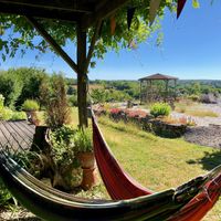 View to the garden at Under The Lime Tree in Angouleme