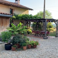 The courtyard and outside dining area. at Under The Lime Tree in Angouleme