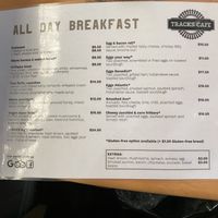 Menu 1 at Tracks Cafe in Queenstown