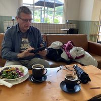 Comfy chairs at Tracks Cafe in Queenstown