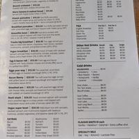 Breakfast menu at Tracks Cafe in Queenstown