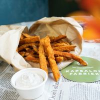 SWEET POTATO FRIES WITH TRUFFLE MAYO at Kapsalon Fabriek in Utrecht