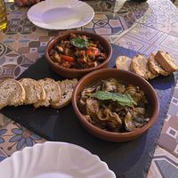Eggplant/aubergine and zucchini/courgette starter - the star of the show. So simple yet amazing at That's Amore e Tarantella in Tenerife