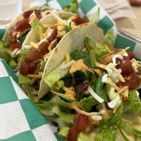 Jackfruit tacos with corn tortillas. One is missing because I forgot to take a photo!  at Mattie's Foods in Kansas City