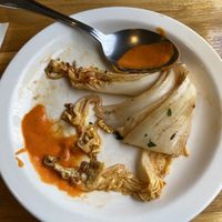 Cabbage starter with chili sauce    at local EAT in Seoul