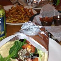 falafel and fries ordered from the caravaan next door. delicious at La Cocina de Luz in Telluride