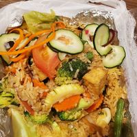 Kaffir lime herbed fried rice, request no eggs! at Golden Triangle Cuisine in Los Gatos