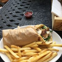 Bean and seed gyro with fries at McMenamins in Corvallis