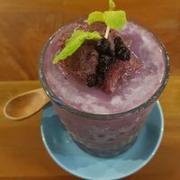 Coconut milk, lychees & blueberries at Cu Va Re in Ho Chi Minh City
