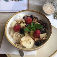 Fruit porridge with oat milk  at Café Lebenslust in Rothenburg Ob Der Tauber