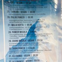 Menu  at New Yak and Yeti in Berlin