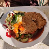 Seitan Schnitzel at Marie e Oli's in Armacao De Pera
