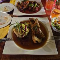 Seitan (homemade) roll and vegetarian meat balls at Marie e Oli's in Armacao De Pera