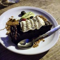 Chocolate cake at Soya Cantine Bio in Paris