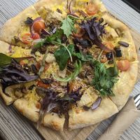 Vegan pizza at Turners Beach Berry Patch in Turners Beach