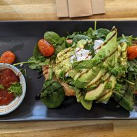 Smashed avocado with vegan feta at Sweet-Ness Cafe in Wynyard