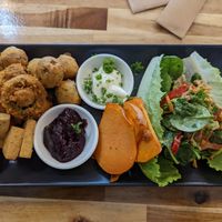 Mushroom fritter plate at Sweet-Ness Cafe in Wynyard