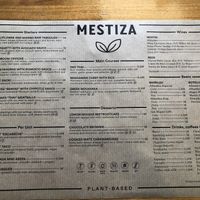 Menu  at MESTIZA in Valencia