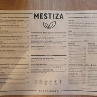 Menu at MESTIZA in Valencia
