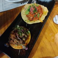 Arepa y taco de jackfruit at MESTIZA in Valencia
