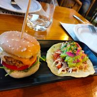 mini burger and mini taco at MESTIZA in Valencia