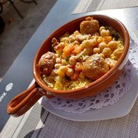 Couscous with vegetables and vegan balls at L'Atelier in Mecina Fondales