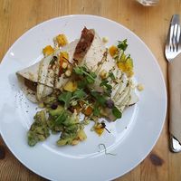 Burrito with pinapple and corn salsa  at Blue Mountain Vegan in South East London