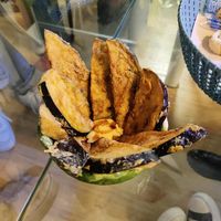 Fried eggplant with hummus at Bespoke in El Puerto De Santa Maria
