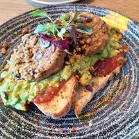 Vegan haggis, avocado & tomato chutney on sourdough at Utopia in Inverness