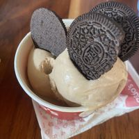 Hazelnut ice cream (I asked with oreo)  at Aldo's Gelato in Playa Del Carmen