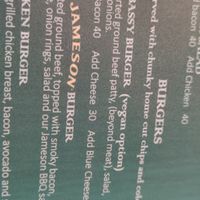 Menu at The Irish Embassy in Koh Lanta