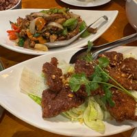 Minced Basil Soymeat and Fried Fish at Chai Yo Thai Vegetarian in San Mateo