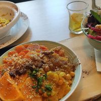 Eines der leckeren veganen Gerichte 😊 vegane Kürbisbowl at Diafa in Hassfurt