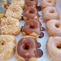 Toasted coconut, chocolate, strawberry topping at Simply Done Donuts in Duluth